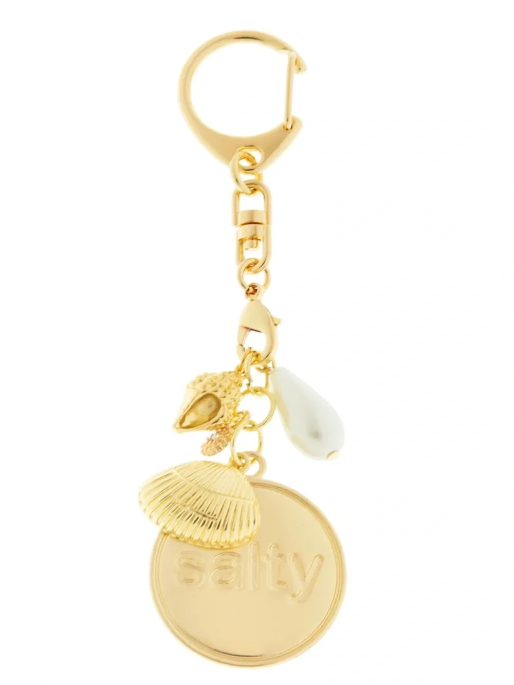 Marlyn Schiff Gold 'Salty' Shell & Pearl Charm Keychain